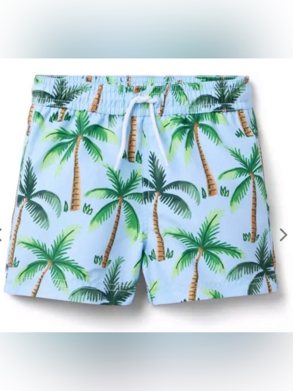 Janie and Jack Palm Tree Swim Shorts - Light Blue